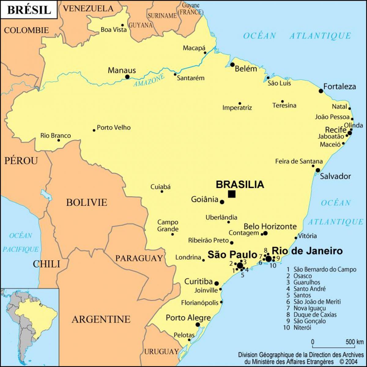 carte du brésil montrant Rio de Janeiro