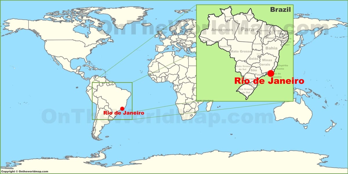 carte du monde de Rio de Janeiro, brésil