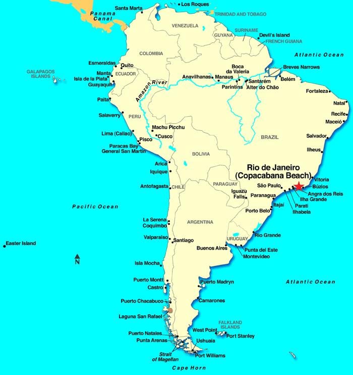 Rio de Janeiro carte de l'amérique du sud