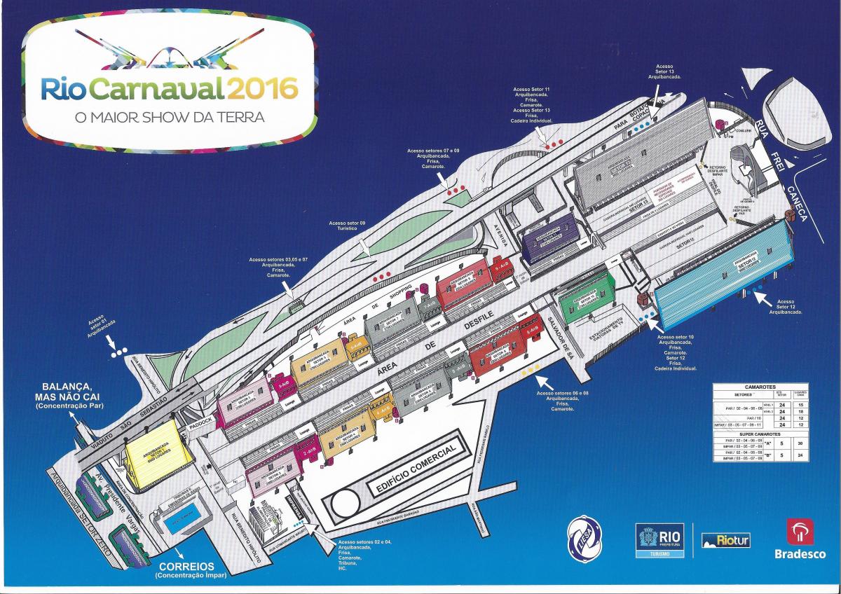 carte du carnaval de Rio