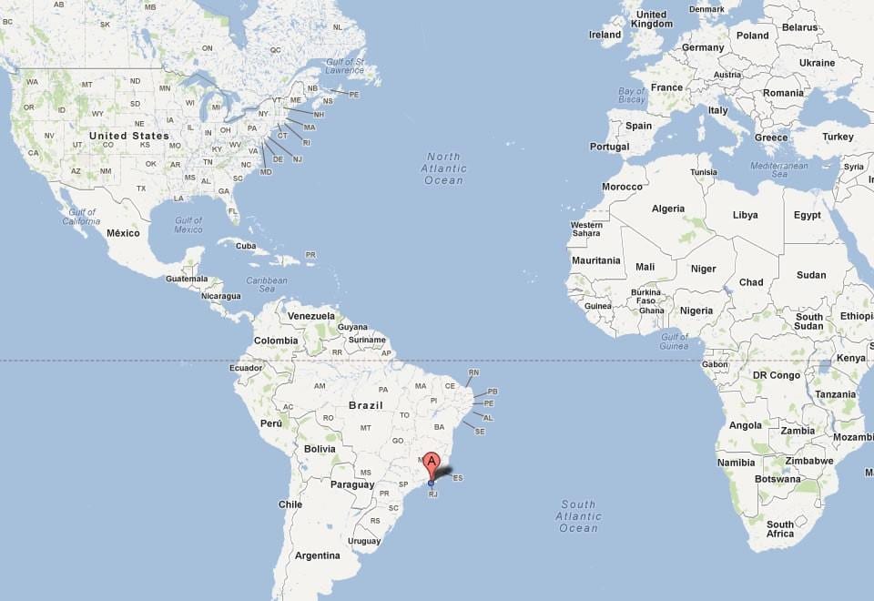 Rio sur une carte