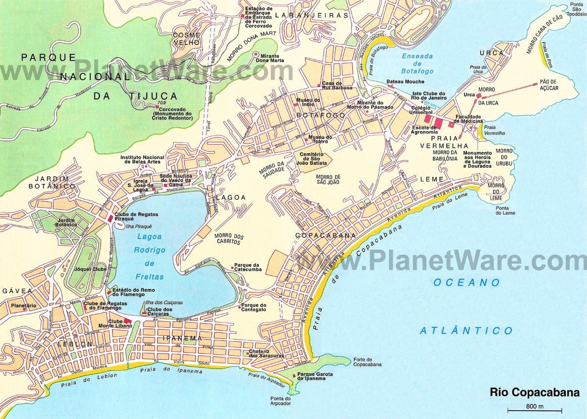 carte des plages de Rio de Janeiro