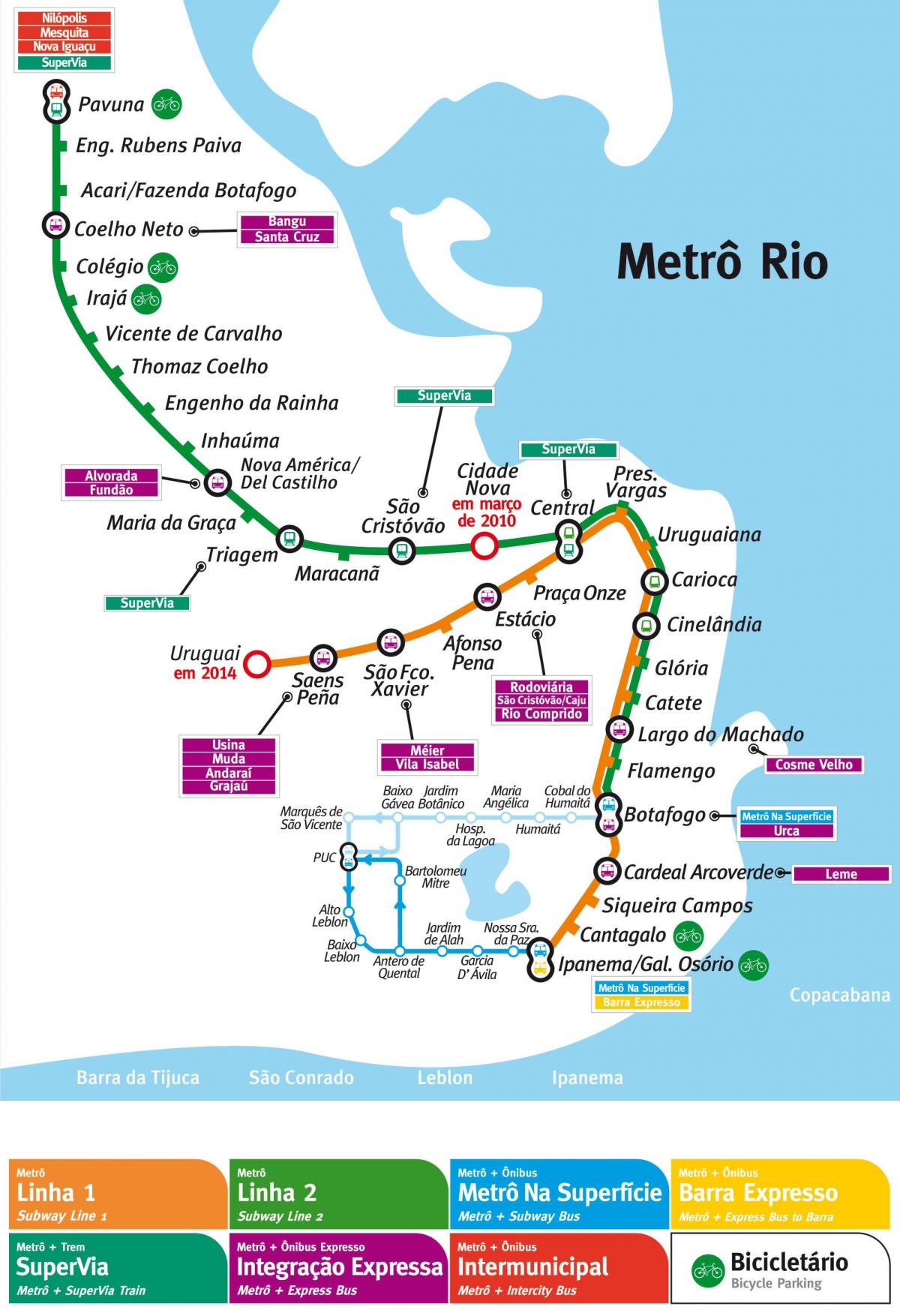 carte du métro de Rio de Janeiro