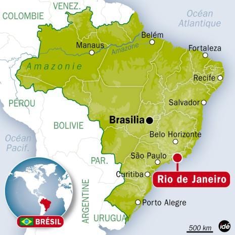 où est Rio de Janeiro au brésil, sur la carte du monde