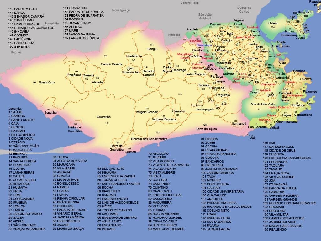 la carte de Rio de Janeiro municipalités